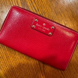 Kate Spade Red Neda Wellesley Zip-Around Wallet
